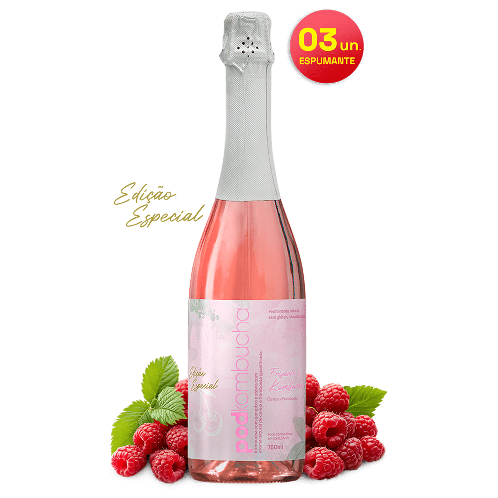 Espumante de Kombucha Pod 750ml - Cereja e Framboesa