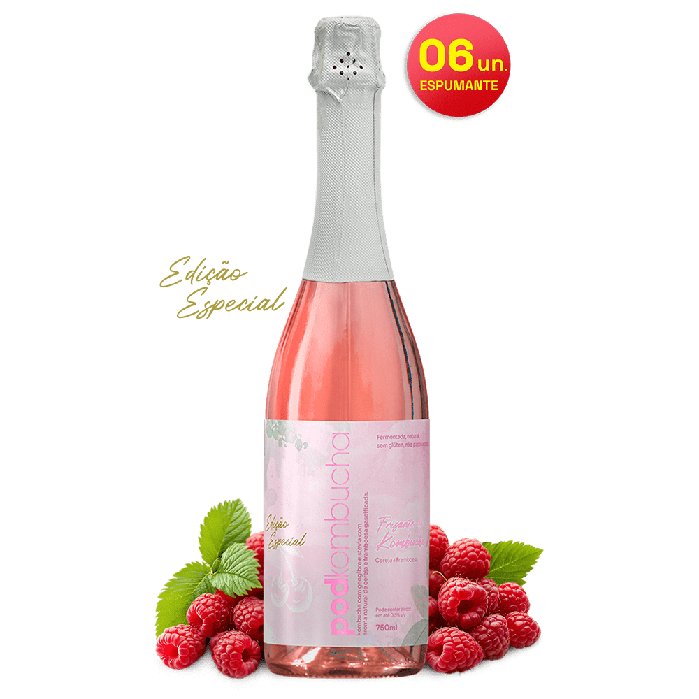 Espumante de Kombucha Pod 750ml - Cereja e Framboesa