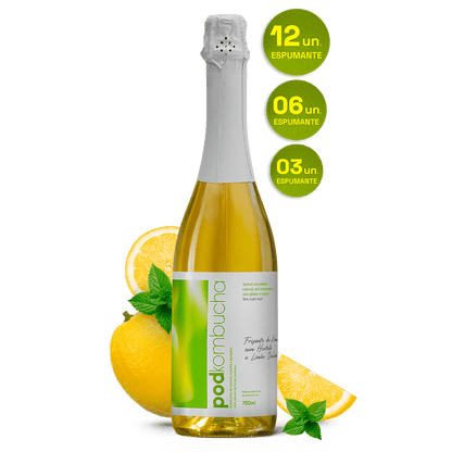 Espumante de Kombucha Pod 750ml - Limão Siciliano com Hortelã